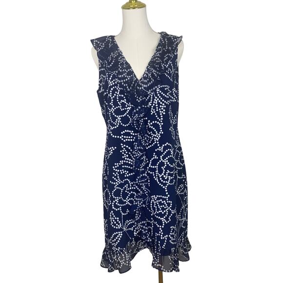 Karl Lagerfeld Black with White Dots Ruffled Dress Medium - Picture 1 of 8